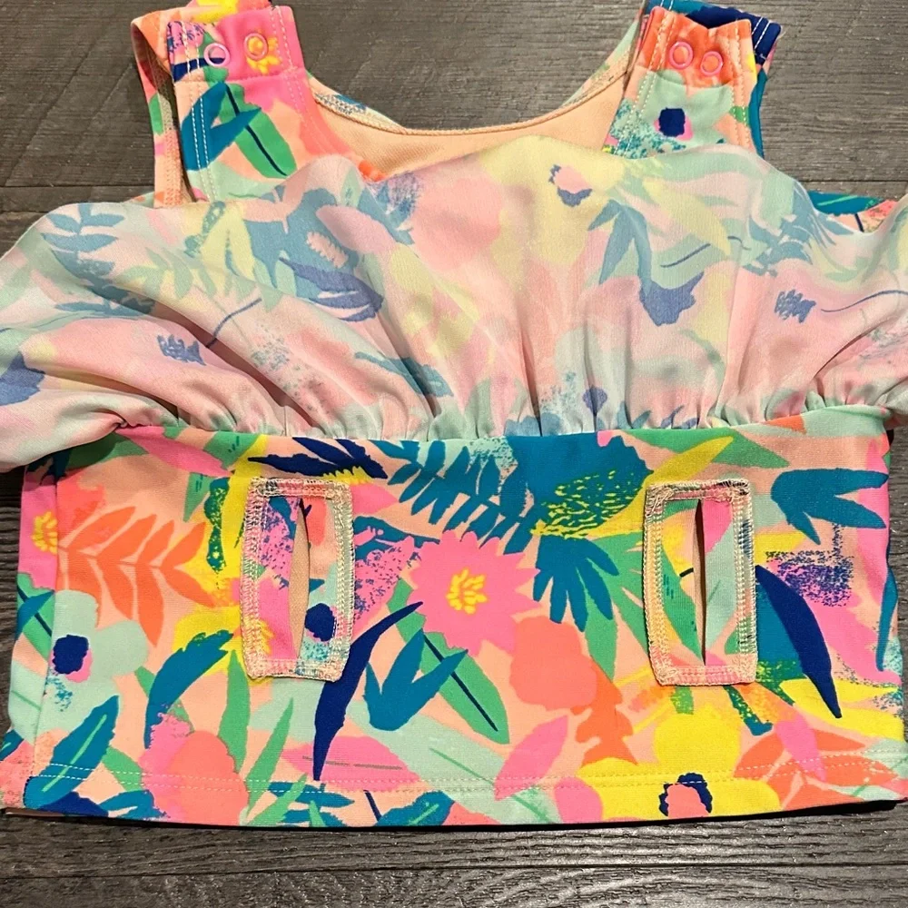 Cat & Jack 4T Adaptive Tropical Tiered Ruffle Tankini Swim Top‎